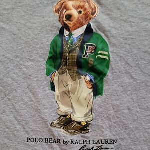 Ralph Lauren Gray Tee with Polo Bear in Green Jacket